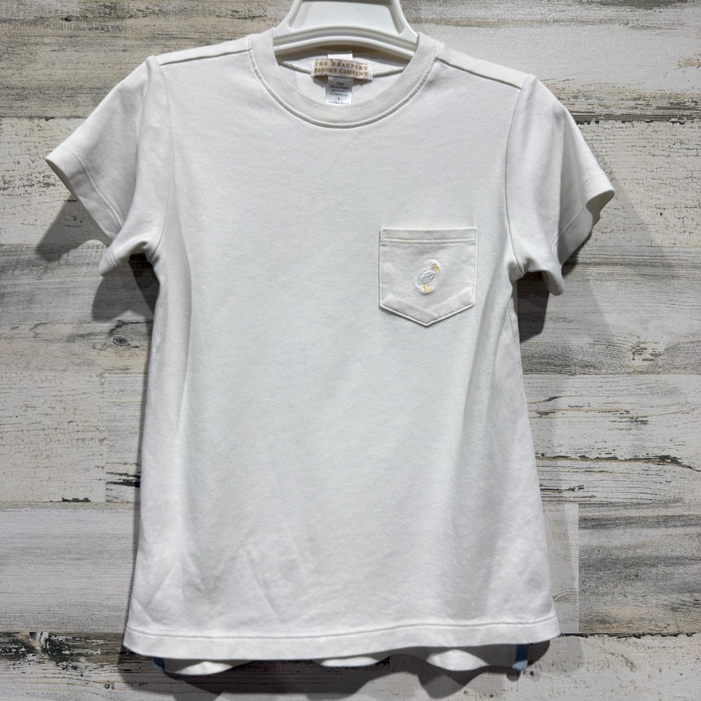The Beaufort Bonnet Company Pocket Tee Boys 6 White Pima Cotton Preppy GUC